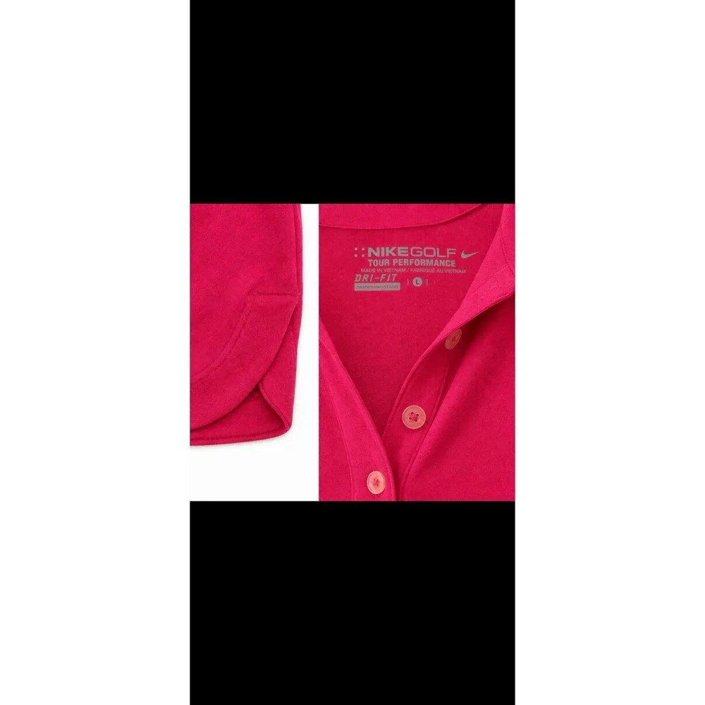 Nike Golf Tour L Performance Dri-FIT Long Sleeve Polo Shirt Magenta Pink Women